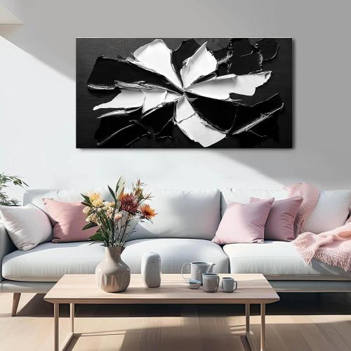 Abstract Wall Art Decoration Modern Wall Art Pictures for Living Room Abstract Canvas Art Wall Decor Minimalist Black and White Wall Art Prints Flowers Artwork for Walls Office Home Decor 20X40