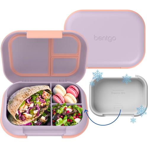 Bentgo Chill Max Leak-Proof XL Lunch Box - Included Ice Pack Keeps Food Cold; 5-Cup Capacity for Adults & Ages 8 , 3 or 4 Compartment Bento Box, BPA-Free, Dishwasher Safe (Lavender & Peach Blossom)