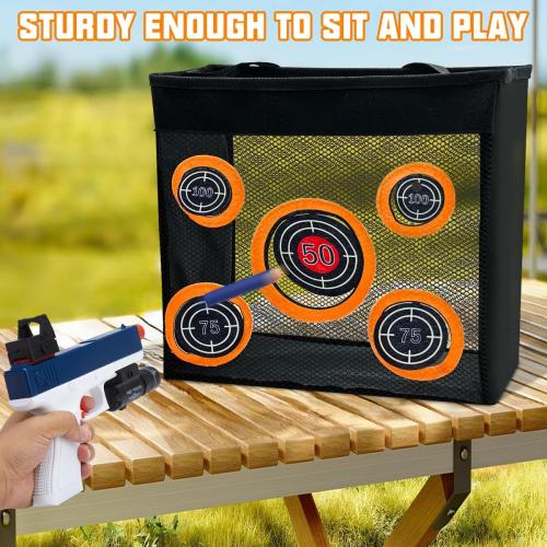 Shooting Practice Target Toy Storage Mesh Bag Compatible with Nerf Darts, Portable & Foldable Dart Zone for Kids Boys Girls 6