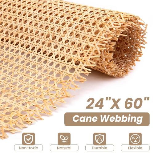 GDDGHS Rattan Cane Webbing Roll 24x60 Inch | Natural Rattan Material, Ideal for Furniture Repair, Chair Caning, DIY Crafts, and Home Decor, 24 Inch Wide x 5 Feet Long