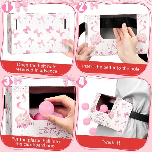 Lunmon 4 Set Pink Bow Baby Shower Twerk Game Shaking Ball