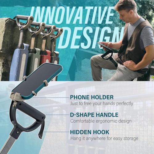 STEP2GOLD Ta-Da Chair Green Series 2 PRO, Portable Trekking Hiking Pole, Folding Walking Stick with Seat, Walking Cane with Chair, Foldable Chair, Lightweight Aluminum, Easy Carry and Storage, Anti-Slip