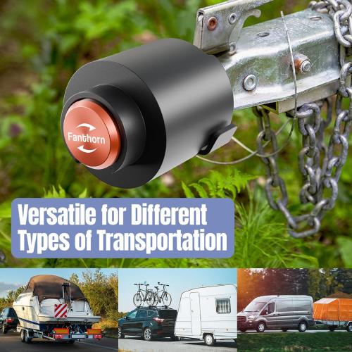 Black Heavy Duty Trailer Hitch Locks Fits 2 and 2-5/16 Couplers, Upgraded Anti Theft Trailer Tongue Lock Secure with Coupler and Safety Chain, Steel Trailer Lock for RV Camper Trailer Truck Pickup Boats