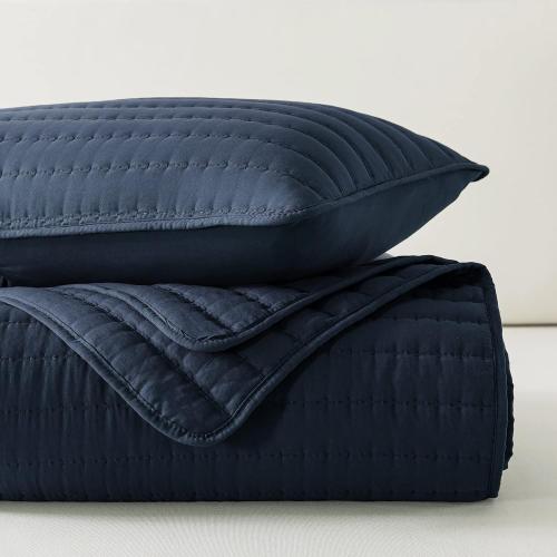 California Cal King Size Quilt Navy Blue Lightweight Bedspread Coverlet, Quilted Blanket Thin Comforter Bed Cover