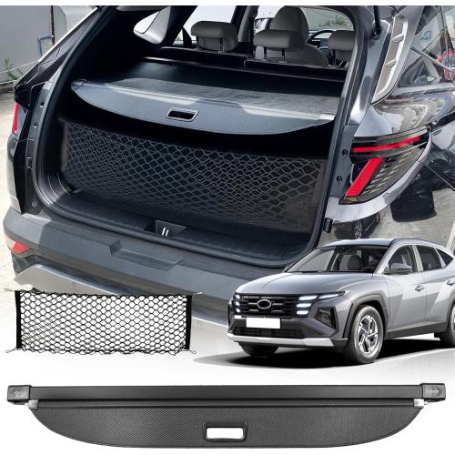 Cargo Cover for Hyundai Tucson 2026 2025 Accessories 2024-2022(Carbon Fiber Texture),Retractable Trunk Cover Organizer Security Shielding Shade Tonneau Cover for Hyundai Tucson Accessories