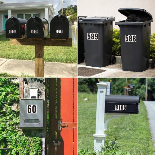 3 inch Self Adhesive Numbers for Mailbox, House Numbers, Reflective Mailbox Number, Trash Cans Number, for Outside, 60 PCS (Black/White)