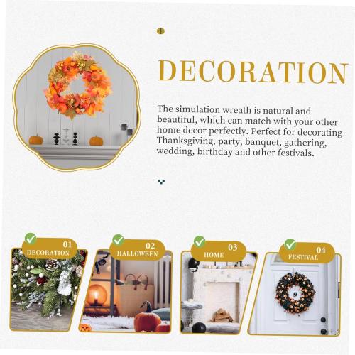 LIFKOME 5 pack Harvest Wreath with Simulated Berries Pumpkins and Maple Leaves Autumn Door Wall Hanging Decoration for Festive Tabletop Adornment and Seasonal Home Decor