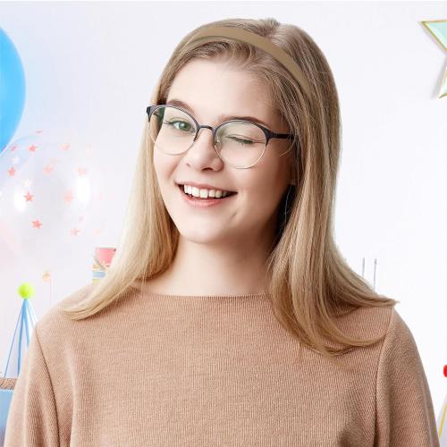 STOBAZA 4 Pcs Non-slip Thin Elastic Headbands for Glasses Women Lightweight Plastic Hairbands for Everyday Use with Comfortable Secure Fit in Black White Khaki Dark Blue