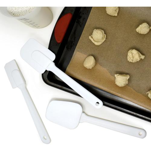 3 Piece Plastic Spatula Set, One Size, White 2pk