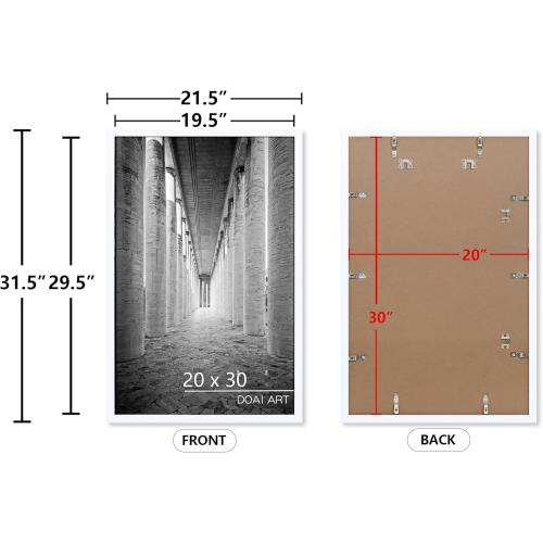 2Pack 20x30 White DOAI ART Frame White 2 Pack, 20x30 Poster Frame or Picture Frame 20x30 with HD Plexiglass for Horizontal or Vertical Wall Mounting, 20 x 30 frame Durable Scratch-proof Safe and Artistic Large