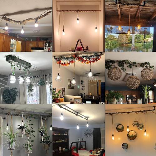 Triple Plug in Pendant Lights with Cord Hanging Lamp Kit with Switch 23 Ft Long Hemp Rope Farmhouse Pndant Light Cord Lighting Fixture Kits DIY Hanging Light