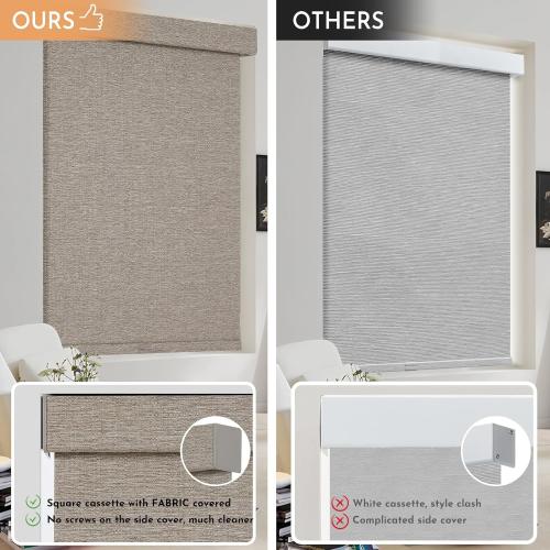 Persilux Blackout Roller Shades for Window Blinds,Cordless,Linen Fabric,Thermal Insulated Fabric UV Protection Shades for Home,Office,Bedroom,Door,Blackout-Light Brown,30 W X 72 H