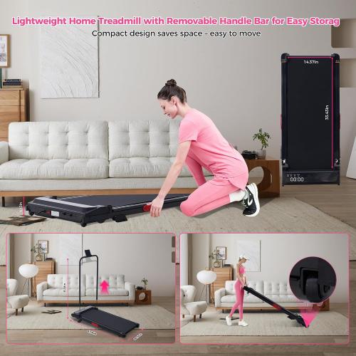Portable Walking Pad Treadmill with Handle Bar and Incline for Home 0.6-7.6MPH Under Desk Treadmill for Home Small, 350LBS Small Treadmills with Handles, 3.0HP Treadmills for Exercising