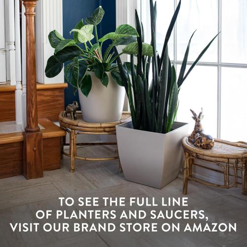 The HC Companies Aria Self Watering Square Plant Pot w/Drainage - Classic Planters for Outdoor Plants & Indoor Plants - Lightweight & UV-Resistant Plastic Pots for Plants (6 Matte Black, Pack of 2)