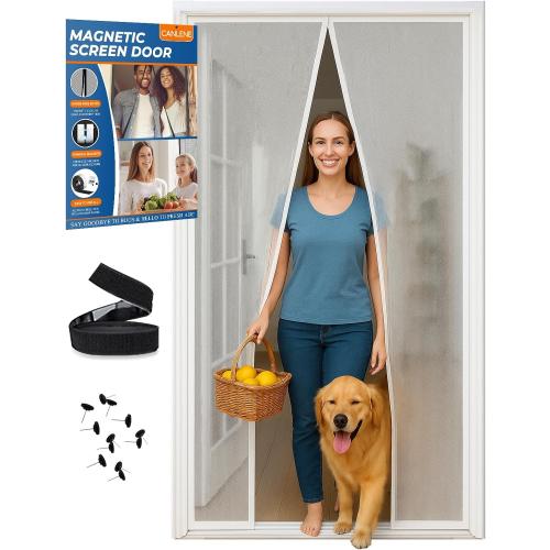 High-Density Magnetic Screen Door Mesh for Home and Patio, Tear Resistant Backdoor Screen Net with Magnetic Closure