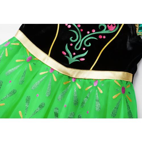 Girls Princess Costume Dress up Green, with Accessories，120