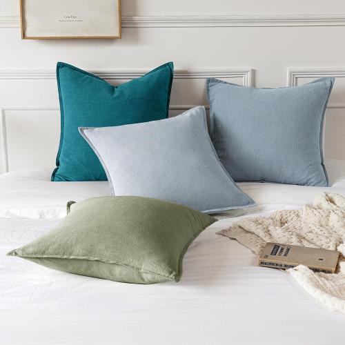 MIULEE Decorative Linen Euro Sham Pillow Covers 24x24 Sage Green ​Boho Farmhouse​ ​Neutral Couch Throw Pillows for Bed Pack of 2 Accent Modern Pillowcase Summer Sofa Livingroom Home Decor