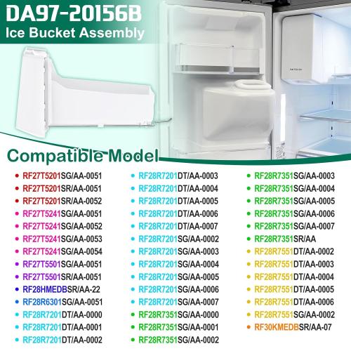 Upgraded DA97-20156A DA97-20156B Refrigerator Ice Bucket Replacement Compatible with Samsung Ice Maker Tray RF27T5201SR, RF28R7351SR, RF28R7201SR, RF28R7351SG Ice Tray Container Assembly