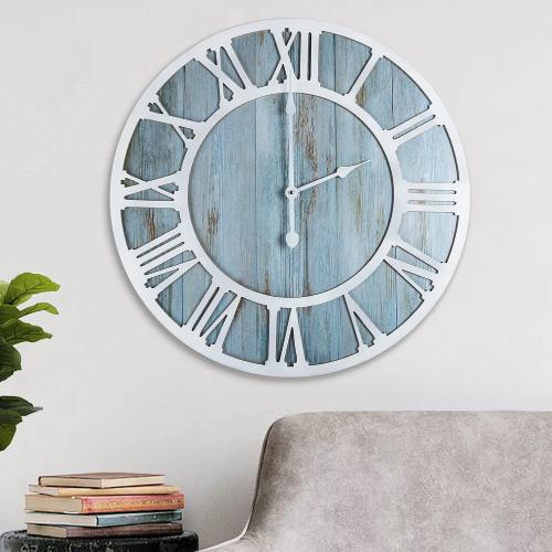 1st owned Wall Clocks for Living Room Decor, Vintage,Round Silent Non Ticking,Black Metal,Modern Wood Clocks for Home Bedroom,Kitchen,Garden,Office,Cafe,Modern Wall Decoration -Roman Numerals