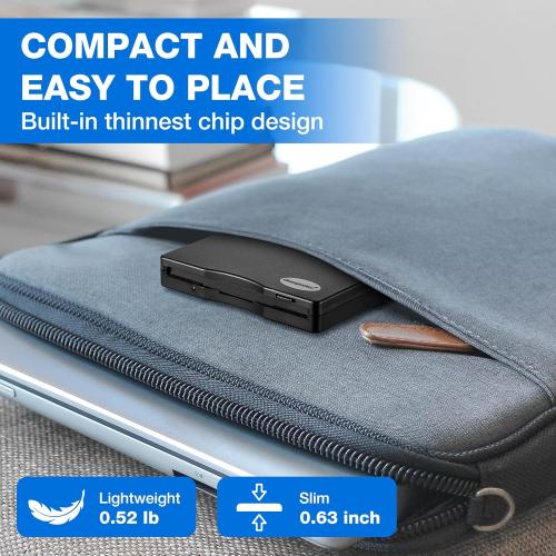 Floppy Disk Reader, 3.5 inch 1.44mb External USB Type A/C Floppy Disk Drive for PC, Laptop and Desktop Compatible with Windows 11/10/8/7/2000/XP, Not Compatible With Mac and Chrome, Black