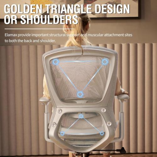 ELABEST Mesh Office Chair,Ergonomic Computer Desk Chair,Sturdy Task Chair- Adjustable Lumbar Support & Armrests,Tilt Function,Comfort Wide Seat,Swivel Home Office Chair (Grey Frame Grey Mesh)