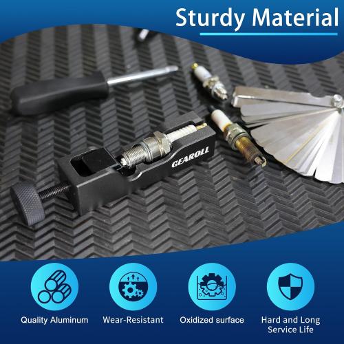Spark Plug Gap Tool with 32 Blade Steel Feeler Gauge, Spark Plug Gapping Tool for Most 10mm 12mm 14mm 16mm Thread Spark Plugs, Black