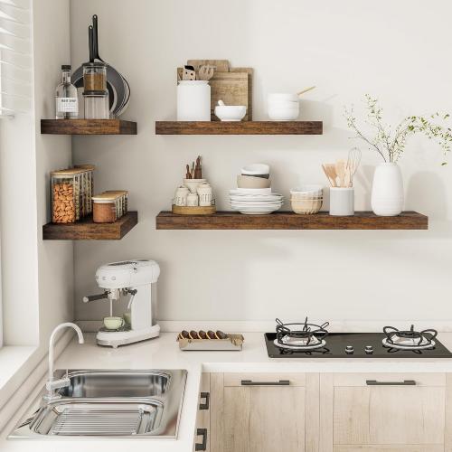 Vivelove 12 Deep Floating Shelves for Wall 36 Long, Wall Shelves for Bedroom Living Room Bathroom Kitchen Laundry Room, Farmhouse Rustic Shelves for Home Decor, 36 X 12 X 2 Set Of 2, Rustic Brown