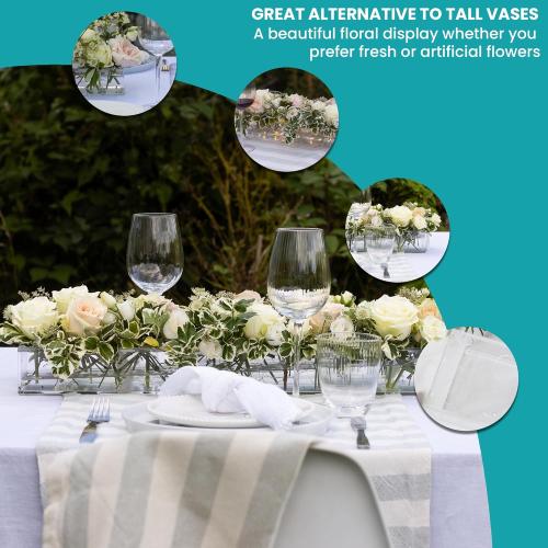 Premium Quality Acrylic Flower Vase Rectangular LED Lights - Wedding Centerpieces for Tables, Dining Table Decor, Vases for Flowers, Clear Vases for Centerpieces, Rectangle Flower Vase for Centerpiece