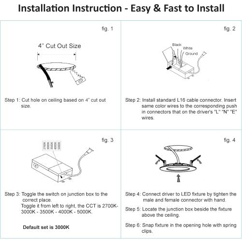 Premium LED-Canless Recessed Lighting 4-inch 5 CCT Adjustable Dimmable Recessed Downlight Fixture, Ceilling Light with Junction Box, 2700-5000K, 9W, Black Finish, 6 Pack