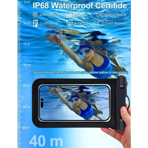 Famoby Up to 8.3 5 Pack Multicolor Universal Waterproof Phone Pouch, Phone Waterproof Case Dry Bag,Protection Level: IP68,Outdoor Sports for Apple iPhone,Samsung,and More,Black,Blue,Pink,Orange,Green