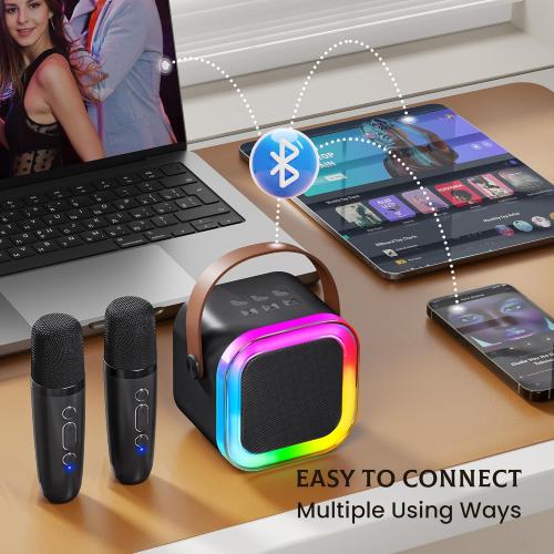 Mini Karaoke Machine for Kids, 2026 TOP Toys Easter Birthday Gifts Ideas for Girls Ages 4, 5, 6, 7, 8, 9, 10, 12  Years Old, Portable MP3 Player with 2 Wireless Mics for Family Home Party