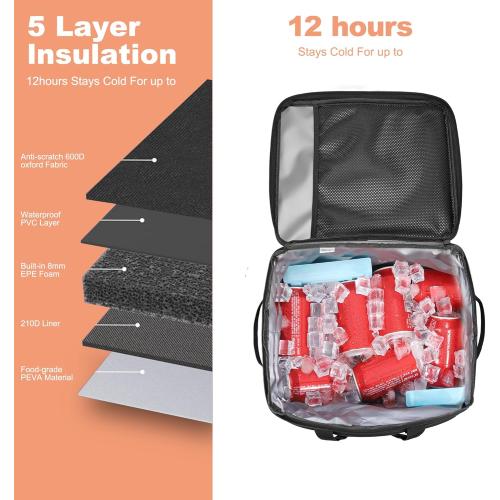18L Small Insulated Cooler Bag Soft Sided Portable Collapsible ice Cooler for Beach, Camping, 24-Can, Leakproof