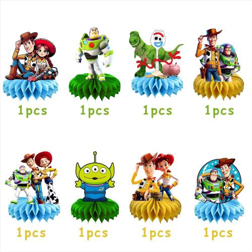 8Pcs Cartoon For Toy Inspired Story Honeycomb Table Centerpiece,Birthday Party Supplies Table Decorations for Party Decorations.