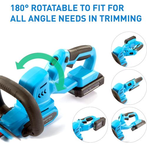 Cordless Hedge Trimmer, 20V / 2.0Ah Electric Bush Trimmer with 22 Dual-Action Blades, 3/4 Cutting Capacity, Shrub Trimmer Include Battery, Fast Charger and Safety Goggles