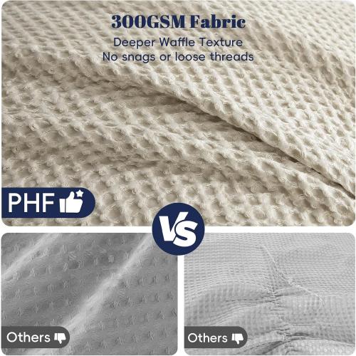 PHF Ultra Soft Waffle Weave Comforter Set King Size, 3 Pieces Lightweight Breathable Comfy Bedding Set, Comfy Textured 1 Comforter with 2 Pillow Shams, Linen