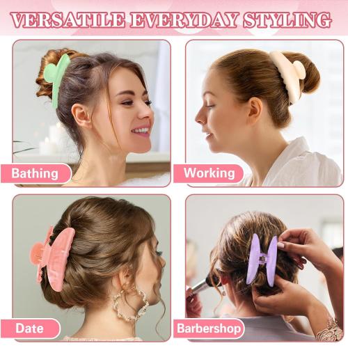 8 Pcs Acrylic Hair Claw Clips Cute Large Non-Slip Acetate Claw Clips Bulk for Thick Thin Hair, Pastel Color French Barrettes Accessories for Women Girls Home Out Headpiece