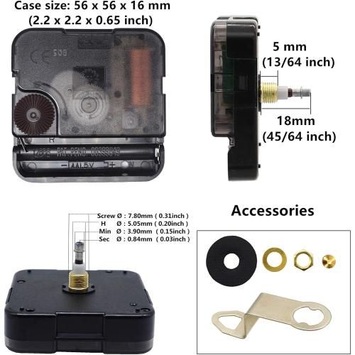 Youngtown 12888 Clock Mechanism 13/64 Thread Battery Operated Replacement | Comes with 4 Sizes Black Clock Hands Fits Various Clock Faces Ideal for DIY Wall Clock Making Repair & Replacement Projects