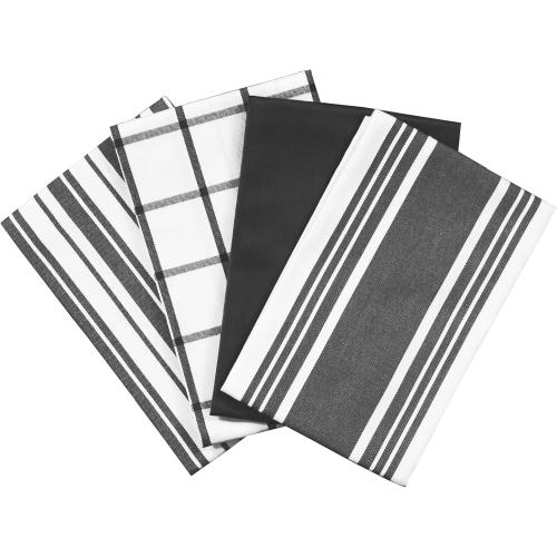 All-Clad Woven Bistro Kitchen Towels: Highly Absorbent, Super Soft Long Lasting - 100% Cotton, 20x30 Dish Towels for Cleaning & Drying Dishes, Pans, Glassware, or Countertops, (6-Pack), Black