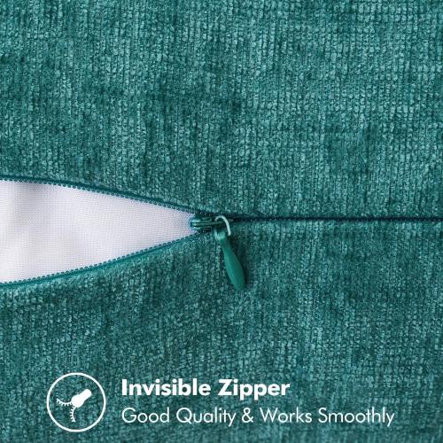 MIULEE Pack of 2 Couch Throw Pillow Covers 18x18 Inch Coastal Teal Farmhouse Decorative Pillow Covers with Stitched Edge Soft Chenille Solid Dyed Spring Pillow Covers for Sofa Bed Living Room