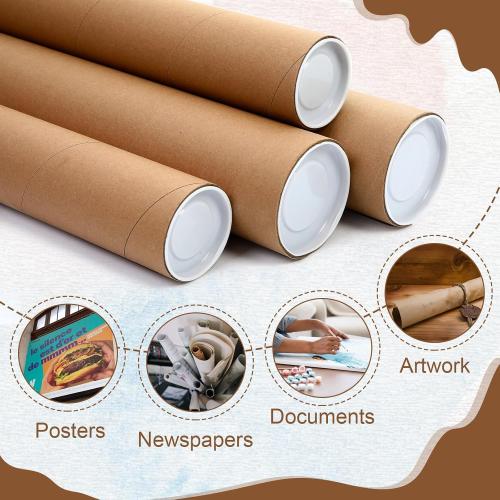 Feifeiya 4 Pack Poster Mailing Tubes with Caps 4 x 47, 3 x 47 Large Cardboard Tubes Kraft Paper Cardboard Tube Storage Tube for Shipping Storing Posters Prints Artwork Documents Golf Club