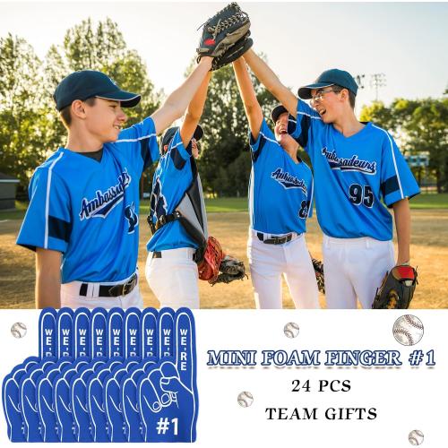 Sinmoe 24 Pcs Mini Foam Finger Baseball Fan Mini Foam Finger, We're #1 Sports Themed Party Supplies for Baseball Hockey Football Basketball Events Team Gifts(Dark Blue)