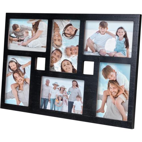 4x6 Collage Picture Frame Family Photos Display - 6 Openings Collage Picture Frame for Wall and Tabletop Display Black Picture Frames Set Ideal for Home Decorating Family Gifts