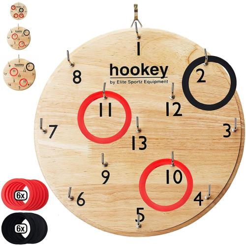 Elite Sportz Equipment Ring Toss Game | Sturdy Wooden Board Set for Indoor & Outdoor Fun | Best Wall Mounted Hook and Ring Game for Adults, Kids, Parties, Family Fun, Camping, Man Caves & Gift Giving