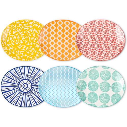 Selamica Small Dinner Plates, Oval Dessert Plates Ceramic, 6 Inch Small Plates for Appetizer, Cake, Snacks, Microwave Dishwasher Safe, Set of 6, Assorted Colors