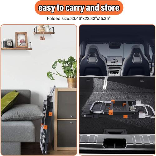 BLACK Upgraded 3 in 1 Folding Hand Truck, 600lbs Capacity, Heavy Duty Convertible Dolly with Retractable Handle and 4 Rubber Wheels, Collapsible Cart for Moving Home, Office, Warehouse（Orange）