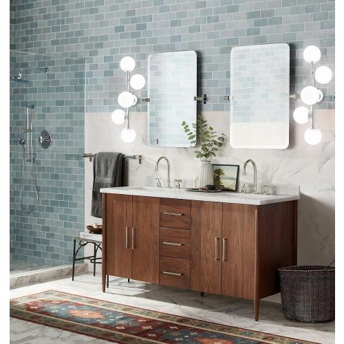 Bathroom Vanity Lights, Mid Century Modern 5-Light Bathroom Light Fixtures, Chrome Bathroom Lights Ceiling Light, Wall Sconces Wall Mount Light Fixtures with Milk Globe Glass, Chrome Finish, G9 Base