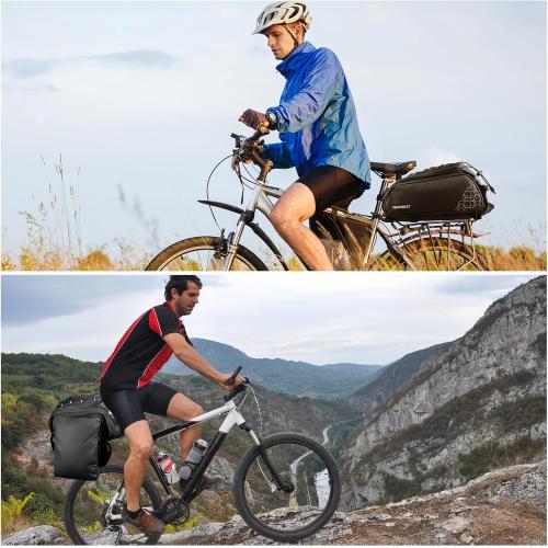 Bike Rear Rack Bag,20L PVC Waterproof Bike Trunk Bag for Road and Mountain Bikes,Multifunctional Bicycle Rear Seat Bag with Rain Cover Bike Saddle Bag for Cycling Trip (Black)