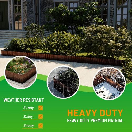 SnugNiture Corrugated Metal Garden Edging 4 x 60', Sturdy Lawn Landscape Edging Border, Fence for Garden, Flower Bed and Yard (Brown)