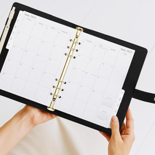 Aesthetic A5 Binder with 6 Golden Rings - Refillable & Sturdy Planner w Pockets Keeps You Perfectly Organized - Mini Notebook with Magnetic Closure Works Great as Photocard Binder for All Your Cards
