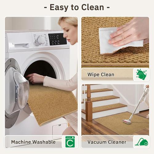 15PCS Non-Slip Stair Treads - 8x30 Edging Stair Treads for Wooden Steps Washable Peel and Stick Indoor Stairs Tread Rug Stain Resistant Staircase Mat for Kids and Pets(15pc, Brown)
